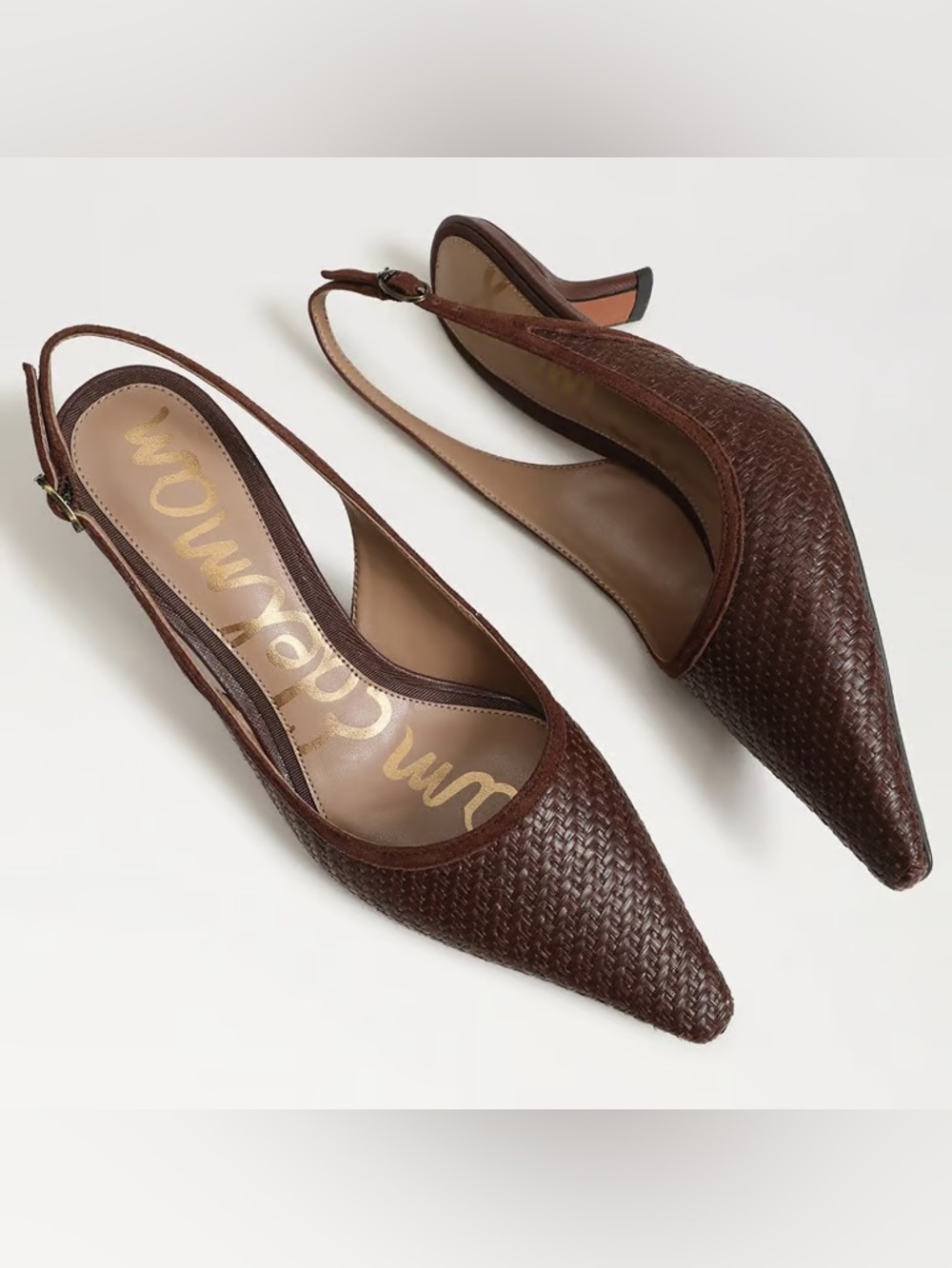 SAM EDELMAN BIANKA SLINGBACK PUMPS IN BOURBON FAUX RAFFIA 8